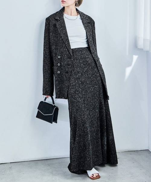 Fashion Letter(ファッションレター)の「セットアップ可能 スラブネップ ツイードマーメイドロングスカート(スカート・レディース・アイボリー/ブラック/グレー・M)」の4枚目の写真