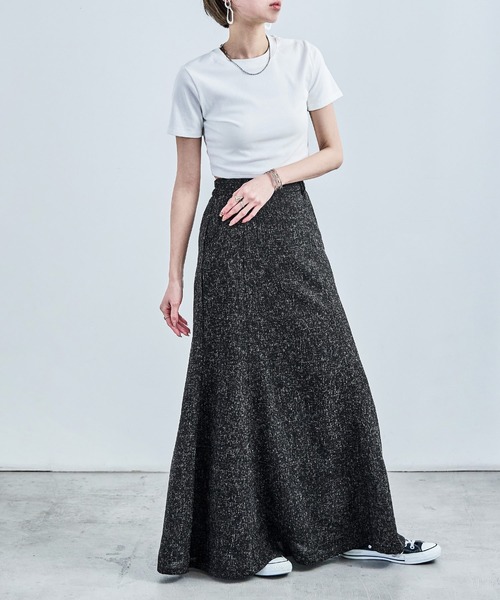 Fashion Letter(ファッションレター)の「セットアップ可能 スラブネップ ツイードマーメイドロングスカート(スカート・レディース・アイボリー/ブラック/グレー・M)」の7枚目の写真