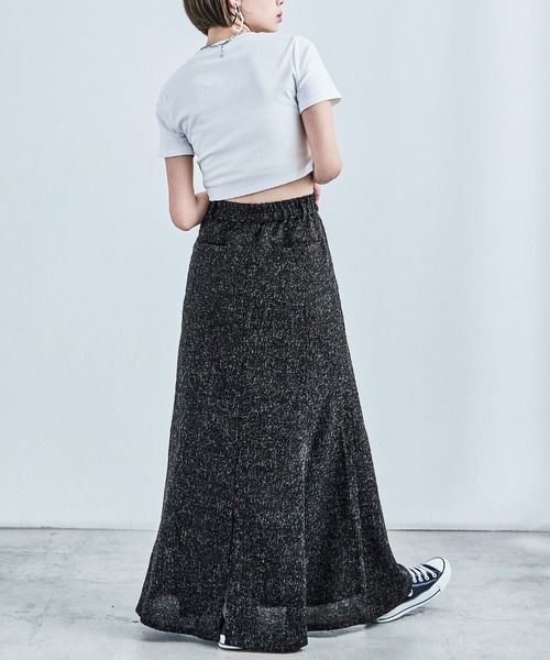 Fashion Letter(ファッションレター)の「セットアップ可能 スラブネップ ツイードマーメイドロングスカート(スカート・レディース・アイボリー/ブラック/グレー・M)」の9枚目の写真