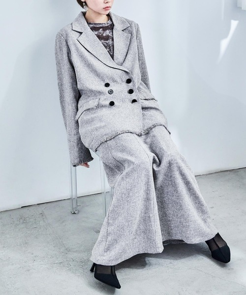 Fashion Letter(ファッションレター)の「セットアップ可能 スラブネップ ツイードマーメイドロングスカート(スカート・レディース・アイボリー/ブラック/グレー・M)」の17枚目の写真