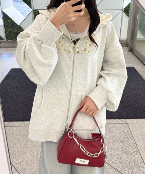 CIAOPANIC(チャオパニック)の「【neutral by ciaopanic】フラワーロゴフリルダブルジップパーカー(パーカー・レディース・ブルー系その他/グレー・FREE)」の2枚目の写真