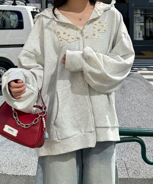 CIAOPANIC(チャオパニック)の「【neutral by ciaopanic】フラワーロゴフリルダブルジップパーカー(パーカー・レディース・ブルー系その他/グレー・FREE)」の5枚目の写真