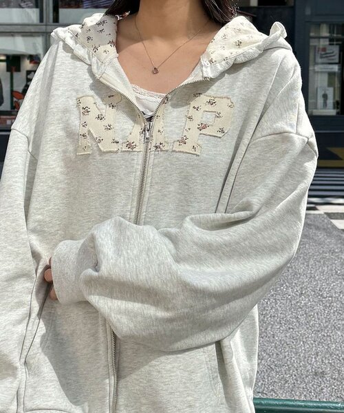 CIAOPANIC(チャオパニック)の「【neutral by ciaopanic】フラワーロゴフリルダブルジップパーカー(パーカー・レディース・ブルー系その他/グレー・FREE)」の7枚目の写真