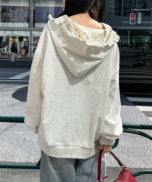 CIAOPANIC(チャオパニック)の「【neutral by ciaopanic】フラワーロゴフリルダブルジップパーカー(パーカー・レディース・ブルー系その他/グレー・FREE)」の9枚目の写真