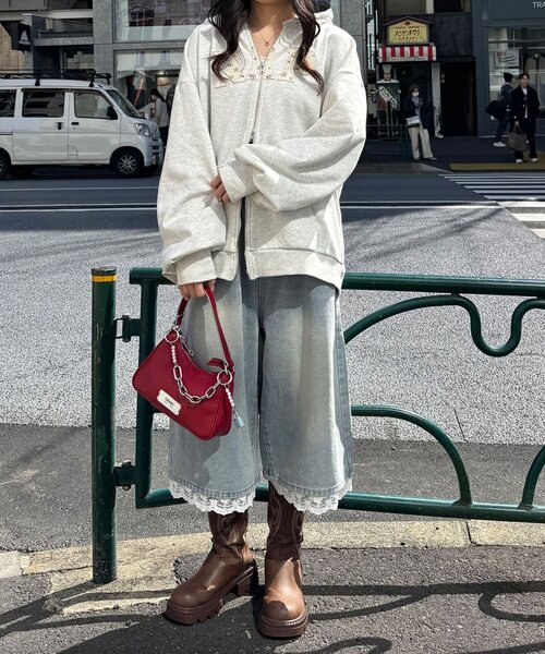 CIAOPANIC(チャオパニック)の「【neutral by ciaopanic】フラワーロゴフリルダブルジップパーカー(パーカー・レディース・ブルー系その他/グレー・FREE)」の10枚目の写真