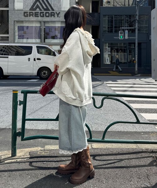 CIAOPANIC(チャオパニック)の「【neutral by ciaopanic】フラワーロゴフリルダブルジップパーカー(パーカー・レディース・ブルー系その他/グレー・FREE)」の11枚目の写真