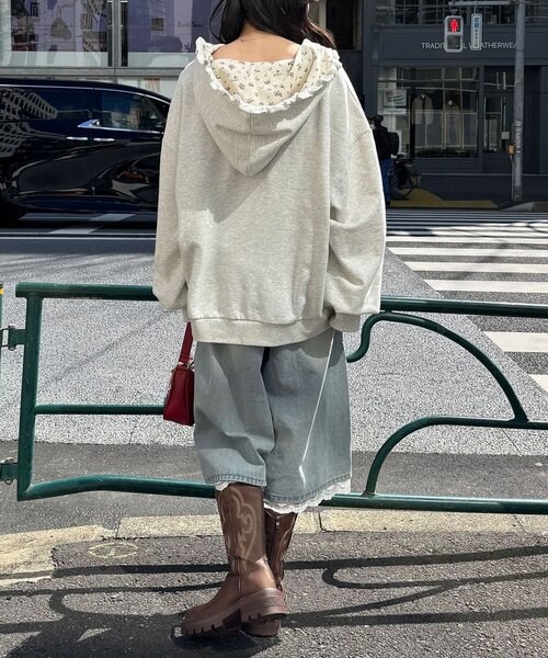 CIAOPANIC(チャオパニック)の「【neutral by ciaopanic】フラワーロゴフリルダブルジップパーカー(パーカー・レディース・ブルー系その他/グレー・FREE)」の12枚目の写真