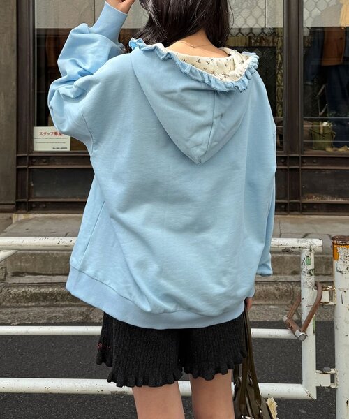 CIAOPANIC(チャオパニック)の「【neutral by ciaopanic】フラワーロゴフリルダブルジップパーカー(パーカー・レディース・ブルー系その他/グレー・FREE)」の16枚目の写真