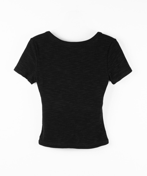 me+em select(ミームセレクト)の「【 2color 】スクエアヘンリーネック半袖ピチTシャツ /square henley neck short sleeve pichi T-Shirt(Tシャツ/カットソー・レディース・ホワイト/ブラック・FREE)」の16枚目の写真