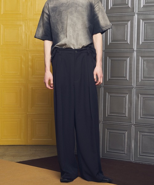 MAISON SPECIAL（メゾンスペシャル）の「《UNISEX》Crispy Cross Calze Two-tuck Prime-Wide Slacks/クリスピークロスカルゼツータックプライムワイドスラックス【MAISON SPECIAL/メゾンスペシャル】■セットアップ対応■（スラックス・メンズ・バーガンディー/ブラック/グレー・2/1/0）」の10枚目の写真