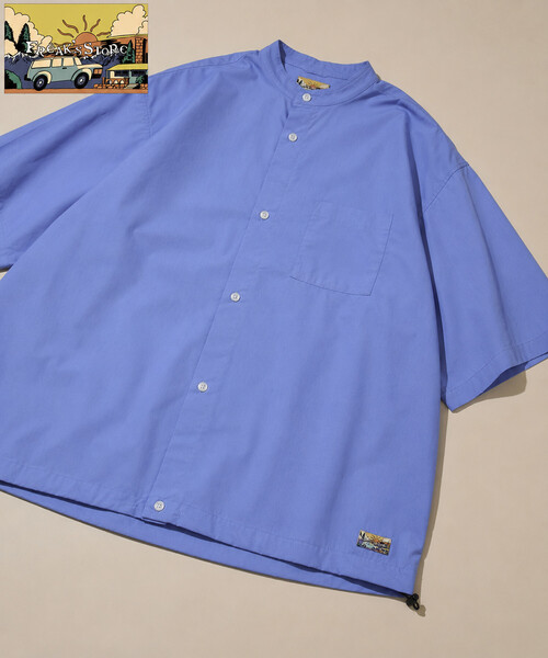 FREAK'S STORE(フリークスストア)の「タイプライター スピンドル バンドカラー ショートスリーブシャツ/裾ドローコード(シャツ/ブラウス・メンズ・ネイビー/イエロー/ブルー/ホワイト/サックスブルー・SMALL/MEDIUM/LARGE)」の3枚目の写真
