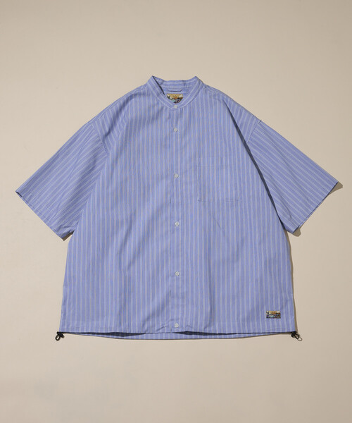 FREAK'S STORE(フリークスストア)の「タイプライター スピンドル バンドカラー ショートスリーブシャツ/裾ドローコード(シャツ/ブラウス・メンズ・ネイビー/イエロー/ブルー/ホワイト/サックスブルー・SMALL/MEDIUM/LARGE)」の7枚目の写真