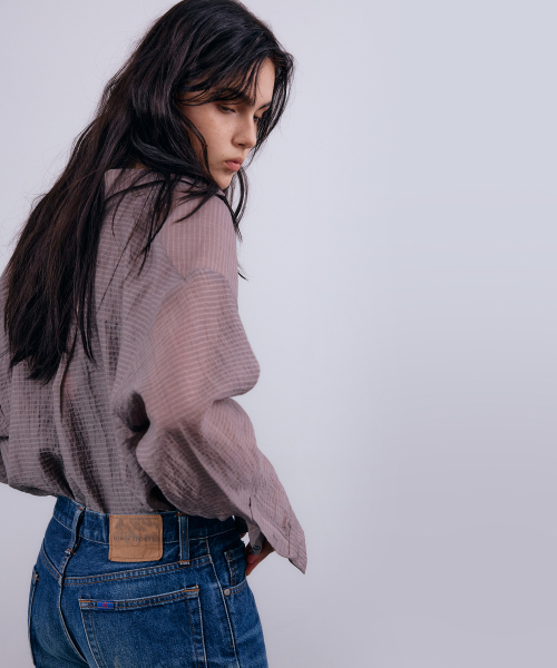 NUAKLE(ヌアクル)の「シースルーチェックシャツ_グレー(シャツ/ブラウス・レディース・その他・ONE SIZE)」の2枚目の写真