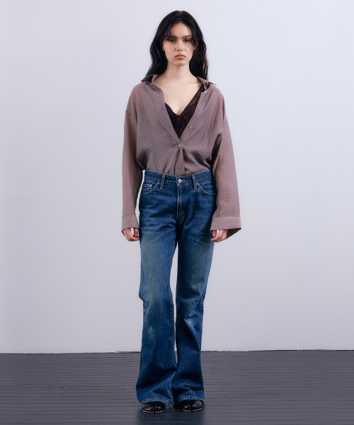 NUAKLE(ヌアクル)の「シースルーチェックシャツ_グレー(シャツ/ブラウス・レディース・その他・ONE SIZE)」の3枚目の写真