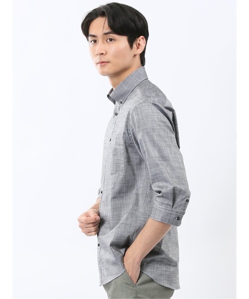 TAKA-Q(タカキュー)の「【ストレッチ コットン100%】タカキュー 綿スラブ ボタンダウン 7分袖 シャツ(シャツ/ブラウス・メンズ・ネイビー/グレー/ブルー/ホワイト・MEDIUM/LARGE/X-LARGE)」の17枚目の写真