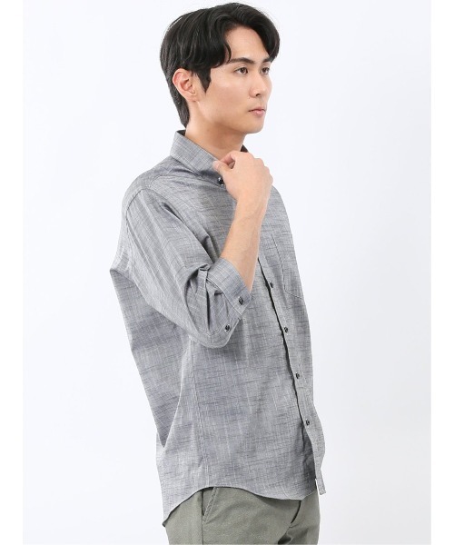 TAKA-Q(タカキュー)の「【ストレッチ コットン100%】タカキュー 綿スラブ ボタンダウン 7分袖 シャツ(シャツ/ブラウス・メンズ・ネイビー/グレー/ブルー/ホワイト・MEDIUM/LARGE/X-LARGE)」の19枚目の写真
