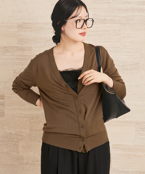plage(プラージュ)の「LE PETIT PULLE / ル プティ プレ 別注 VN カーディガン(カーディガン/ボレロ・レディース・ブラウン系その他・FREE)」の6枚目の写真