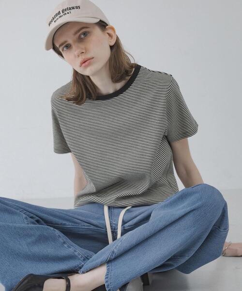 URBAN RESEARCH Sonny Label(アーバンリサーチサニーレーベル)の「ジャガードアソートコンパクトTシャツ(Tシャツ/カットソー・レディース・ブルー系その他/オートミール/ブラック系その他/グレー・FREE)」の1枚目の写真