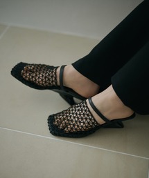 LAULEN | mesh square toe heel mule /メッシュスクエアトゥヒールミュール(サンダル)
