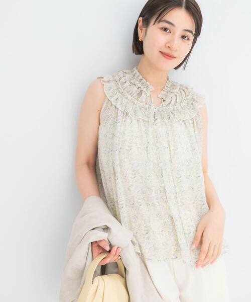 URBAN RESEARCH ROSSO WOMEN(アーバンリサーチ ロッソ)の「フラワープリントフリルブラウス(シャツ/ブラウス・レディース・イエロー/ネイビー/グレー・FREE)」の5枚目の写真