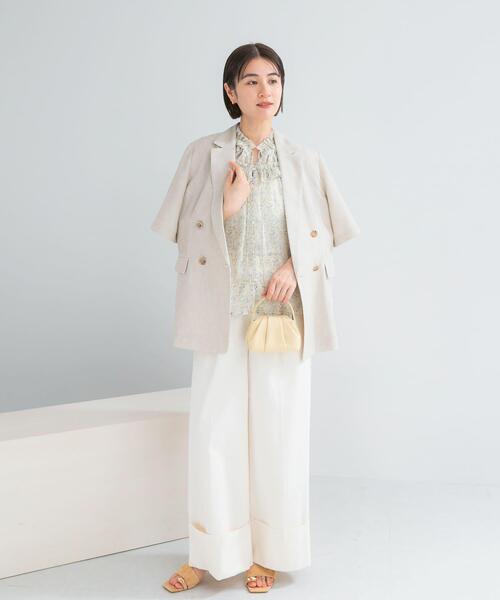 URBAN RESEARCH ROSSO WOMEN(アーバンリサーチ ロッソ)の「フラワープリントフリルブラウス(シャツ/ブラウス・レディース・イエロー/ネイビー/グレー・FREE)」の7枚目の写真