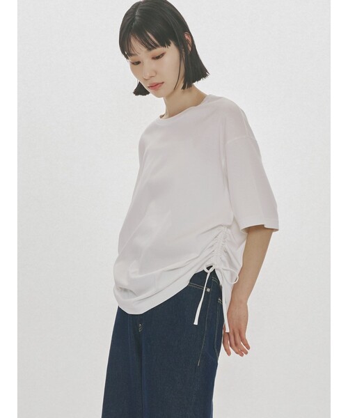 MIDIUMISOLID（ミディウミソリッド）の「MIDIUMISOLID for Ladies ドローストリングTシャツ（Tシャツ/カットソー・レディース・ブラック/グレー/オフホワイト・FREE）」の13枚目の写真