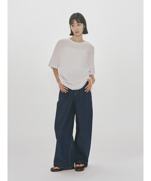 MIDIUMISOLID（ミディウミソリッド）の「MIDIUMISOLID for Ladies ドローストリングTシャツ（Tシャツ/カットソー・レディース・ブラック/グレー/オフホワイト・FREE）」の8枚目の写真