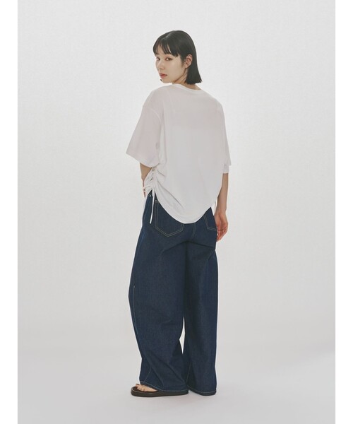 MIDIUMISOLID（ミディウミソリッド）の「MIDIUMISOLID for Ladies ドローストリングTシャツ（Tシャツ/カットソー・レディース・ブラック/グレー/オフホワイト・FREE）」の6枚目の写真