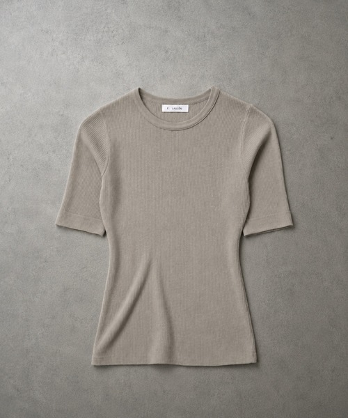 LAULEN（ローレン）の「roll up sleeves semi sheer rib tops /ロールアップスリーブセミシアーリブニット（Tシャツ/カットソー・レディース・モカ/チャコールグレー/アイボリー/グレイッシュベージュ/ブラック・FREE）」の4枚目の写真
