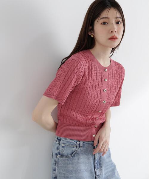 PROPORTION BODY DRESSING(プロポーションボディドレッシング)の「<a>シルク混サマーケーブル / 1216176402(ニット/セーター・レディース・オフホワイト/レッド/ピンク/ネイビー/イエロー・FREE)」の4枚目の写真