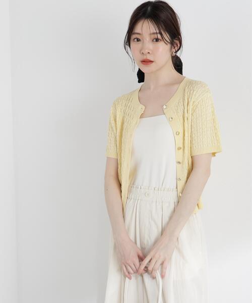 PROPORTION BODY DRESSING(プロポーションボディドレッシング)の「<a>シルク混サマーケーブル / 1216176402(ニット/セーター・レディース・オフホワイト/レッド/ピンク/ネイビー/イエロー・FREE)」の1枚目の写真