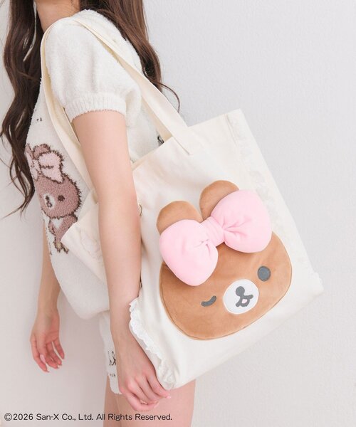 OLIVE des OLIVE(オリーブデオリーブ)の「makeup Rilakkuma トートバッグ(トートバッグ・レディース・ピンク/アイボリー・FREE)」の4枚目の写真
