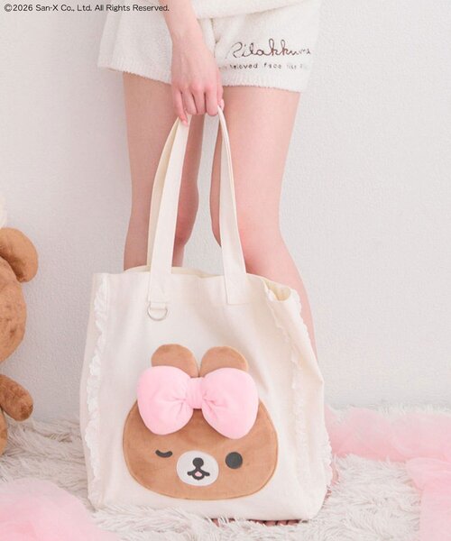 OLIVE des OLIVE(オリーブデオリーブ)の「makeup Rilakkuma トートバッグ(トートバッグ・レディース・ピンク/アイボリー・FREE)」の5枚目の写真