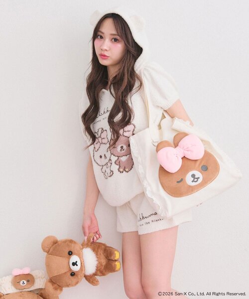 OLIVE des OLIVE(オリーブデオリーブ)の「makeup Rilakkuma トートバッグ(トートバッグ・レディース・ピンク/アイボリー・FREE)」の6枚目の写真