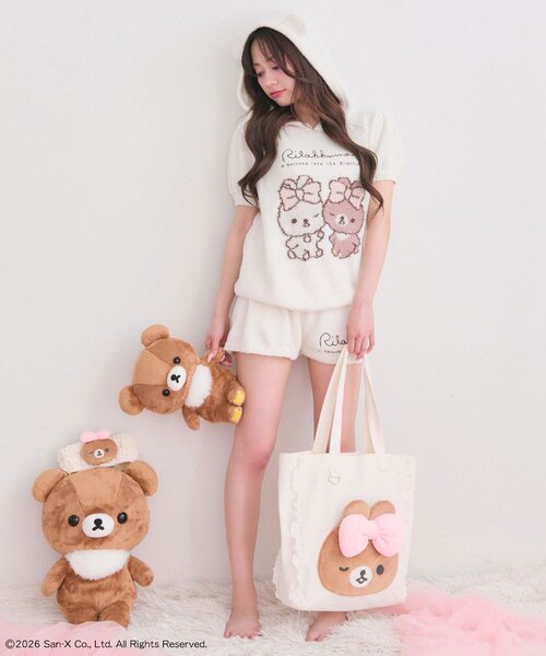OLIVE des OLIVE(オリーブデオリーブ)の「makeup Rilakkuma トートバッグ(トートバッグ・レディース・ピンク/アイボリー・FREE)」の7枚目の写真