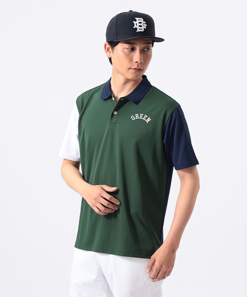 BEAMS GOLF（ビームスゴルフ）の「ORANGE LABEL / クレイジーパターン GREEN ロゴ ポロシャツ（吸水速乾・UVカット）（ポロシャツ・メンズ・ネイビー/ホワイト/グリーン・M/S/XL/L）」の3枚目の写真