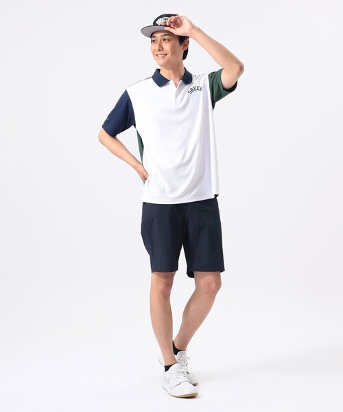 BEAMS GOLF（ビームスゴルフ）の「ORANGE LABEL / クレイジーパターン GREEN ロゴ ポロシャツ（吸水速乾・UVカット）（ポロシャツ・メンズ・ネイビー/ホワイト/グリーン・M/S/XL/L）」の8枚目の写真
