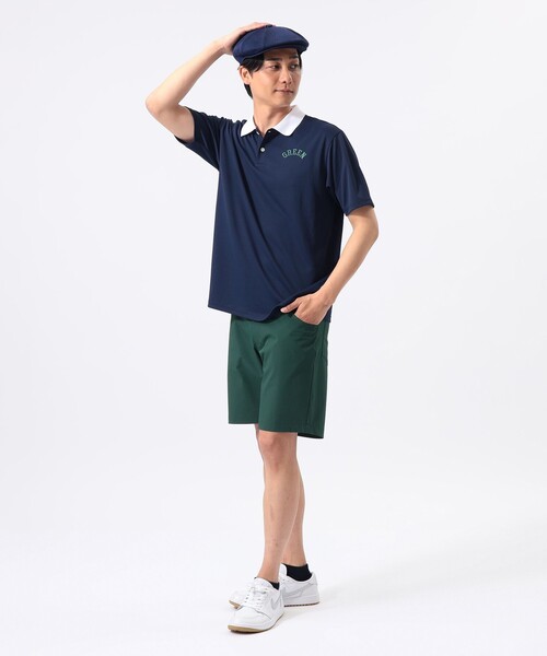 BEAMS GOLF（ビームスゴルフ）の「ORANGE LABEL / クレイジーパターン GREEN ロゴ ポロシャツ（吸水速乾・UVカット）（ポロシャツ・メンズ・ネイビー/ホワイト/グリーン・M/S/XL/L）」の6枚目の写真