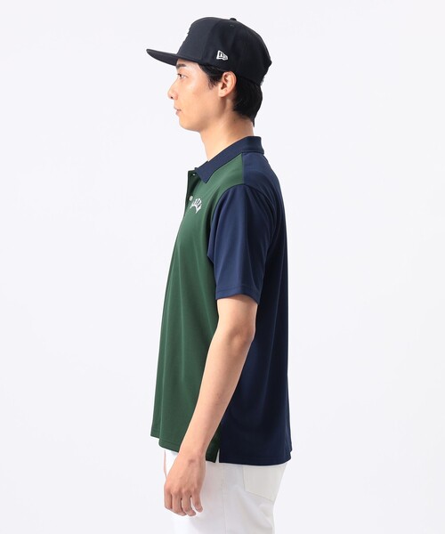 BEAMS GOLF（ビームスゴルフ）の「ORANGE LABEL / クレイジーパターン GREEN ロゴ ポロシャツ（吸水速乾・UVカット）（ポロシャツ・メンズ・ネイビー/ホワイト/グリーン・M/S/XL/L）」の7枚目の写真