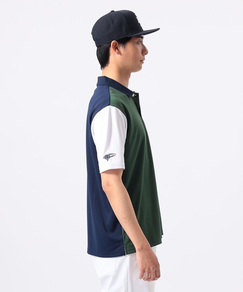 BEAMS GOLF（ビームスゴルフ）の「ORANGE LABEL / クレイジーパターン GREEN ロゴ ポロシャツ（吸水速乾・UVカット）（ポロシャツ・メンズ・ネイビー/ホワイト/グリーン・M/S/XL/L）」の11枚目の写真