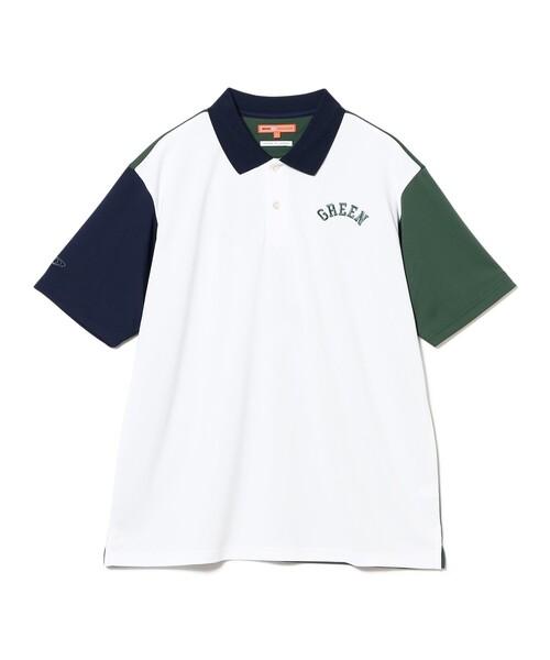 BEAMS GOLF（ビームスゴルフ）の「ORANGE LABEL / クレイジーパターン GREEN ロゴ ポロシャツ（吸水速乾・UVカット）（ポロシャツ・メンズ・ネイビー/ホワイト/グリーン・M/S/XL/L）」の12枚目の写真