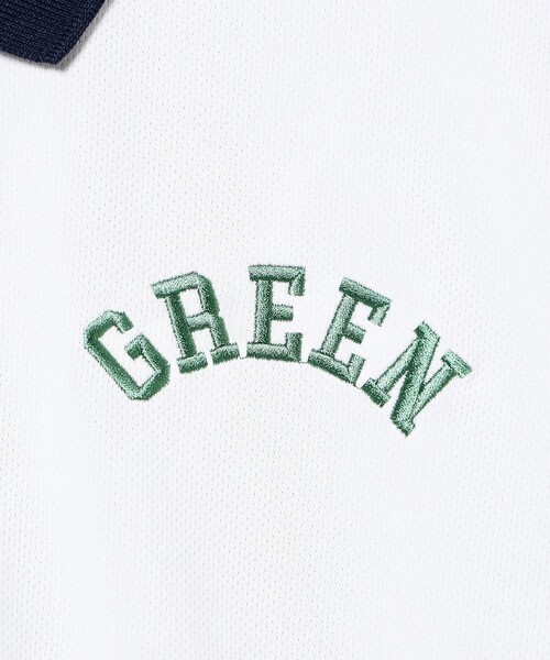 BEAMS GOLF（ビームスゴルフ）の「ORANGE LABEL / クレイジーパターン GREEN ロゴ ポロシャツ（吸水速乾・UVカット）（ポロシャツ・メンズ・ネイビー/ホワイト/グリーン・M/S/XL/L）」の13枚目の写真