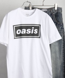 oasis バンドフォト & ロゴプリント ヴィンテージライク 半袖Tシャツ