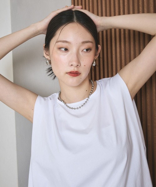 LEPSIM(レプシィム)の「ボックスタックノースリーブ 242849(Tシャツ/カットソー・レディース・ダークベージュ/レッド系その他/ブラック/オフホワイト/ライトパープル・FREE)」の11枚目の写真