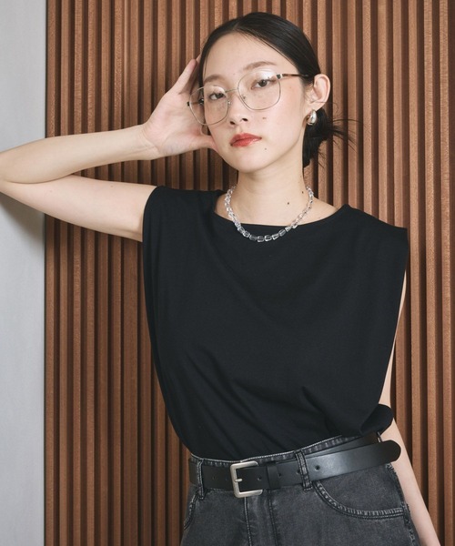 LEPSIM(レプシィム)の「ボックスタックノースリーブ 242849(Tシャツ/カットソー・レディース・ダークベージュ/レッド系その他/ブラック/オフホワイト/ライトパープル・FREE)」の8枚目の写真