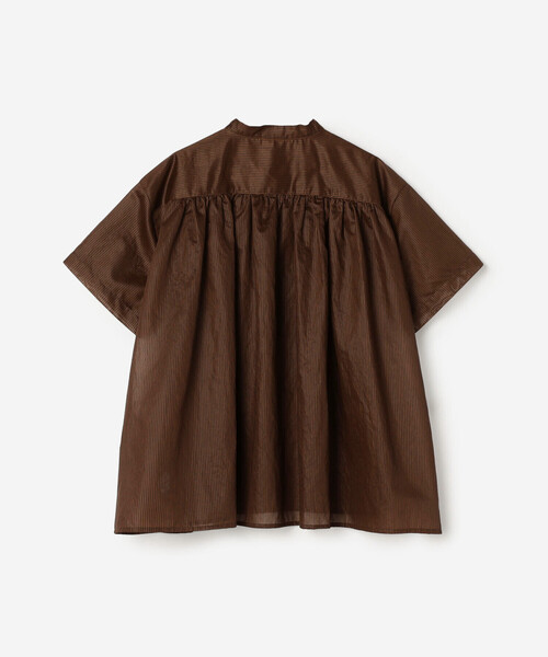 LE GLAZIK(ルグラジック)の「LE GLAZIK | シアーボーダー スタンドカラープルオーバーシャツ WOMEN(シャツ/ブラウス・レディース・ブラウン系その他・36)」の3枚目の写真