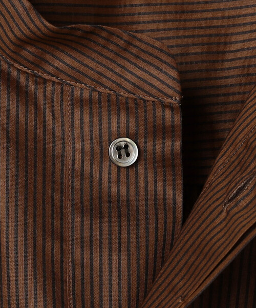 LE GLAZIK(ルグラジック)の「LE GLAZIK | シアーボーダー スタンドカラープルオーバーシャツ WOMEN(シャツ/ブラウス・レディース・ブラウン系その他・36)」の7枚目の写真