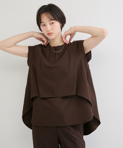 le cercle ADAM ET ROPE'(ルセルクルアダムエロペ)の「タンブラーブッチャー2WAYヘムタックブラウス/セットアップ対応(シャツ/ブラウス・レディース・キャメル/ダークブラウン/チャコールグレー・FREE)」の2枚目の写真