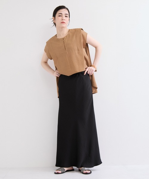 le cercle ADAM ET ROPE'(ルセルクルアダムエロペ)の「タンブラーブッチャー2WAYヘムタックブラウス/セットアップ対応(シャツ/ブラウス・レディース・キャメル/ダークブラウン/チャコールグレー・FREE)」の4枚目の写真