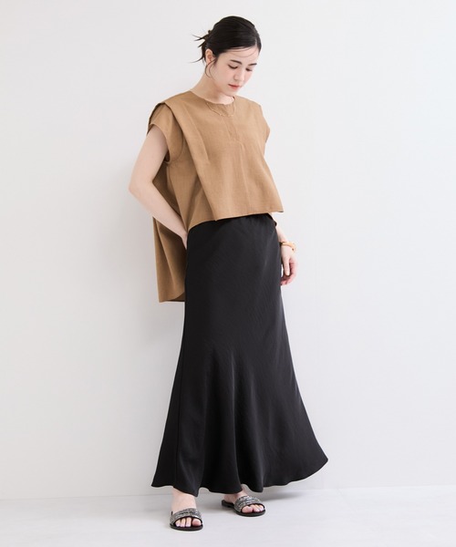le cercle ADAM ET ROPE'(ルセルクルアダムエロペ)の「タンブラーブッチャー2WAYヘムタックブラウス/セットアップ対応(シャツ/ブラウス・レディース・キャメル/ダークブラウン/チャコールグレー・FREE)」の5枚目の写真